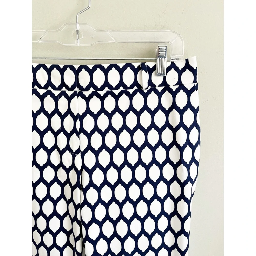 Kate Spade Jackie Lemon 🍋 print navy/white cropped pants sz 4 NWOT